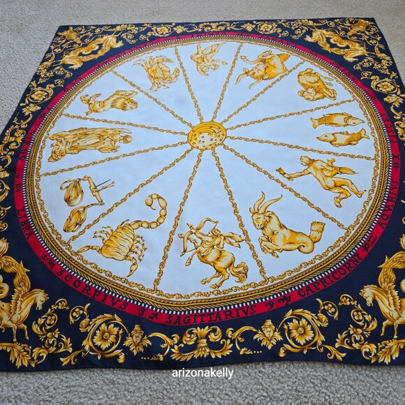 Ann Taylor Silk Scarf Zodiac Horoscope Astrology - Picture 13 of 13